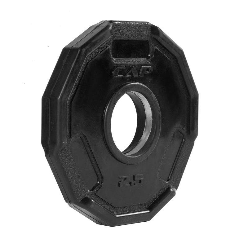 CAP Barbell أقراص وزن أولمبي مطاطية بقبضة CAP باربل 12 جانب، سوداء، مفردة، 2.5 باوند - Image 1
